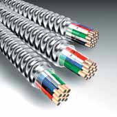 afc wire cable wires cables home run Galvanized Steel Armor Multi-conductor runs from panel board to junction box for power, lighting, control and signal circuits repetitive homeruns in multi-story hotels, dormitories, commercial office buildings and warehouse applications  conductors must be derated per NEC Table 310.15(B)(2)(a) exposed or concealed, fished  in cable trays and environmental air-handling spaces